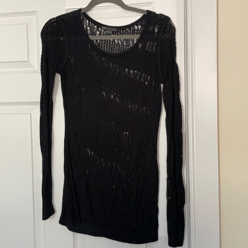 Armani exchange tunic length sweater mesh